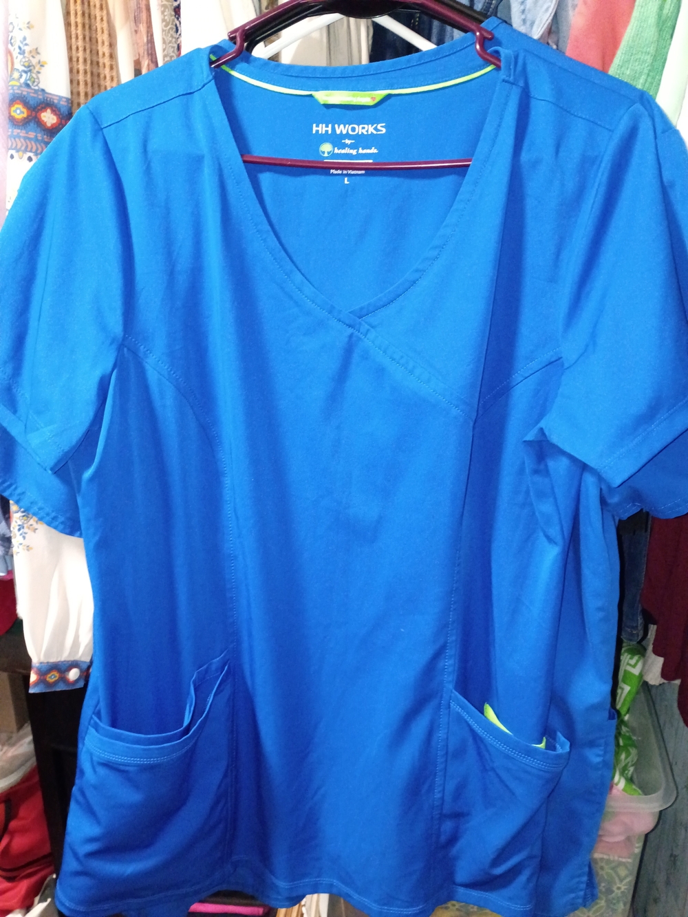 Women's V-Neck Scrub Top in Galaxy Blue